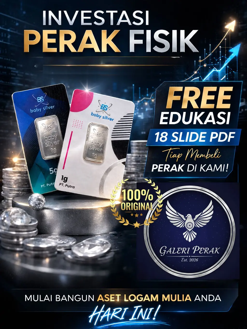 5 gr Baby Silver Perak Fine SIlver 99% Kemasan Baru ASLI