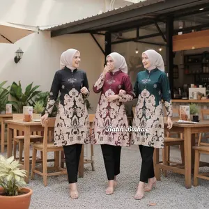 JENIFER Tunik Batik Wanita Modern Terbaru Lengan Panjang Bahan Katun M L XL XXL XXXL