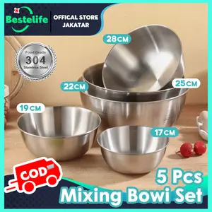 Mixing Bowl Super Dalam baskom stainless/Mangkok Adonan Stainless 4 pcs 17cm-25cm Mixing Bowl Super Dalam baskom stainless/Mangkok Adonan Stainless 4 pcs 17cm-25cm