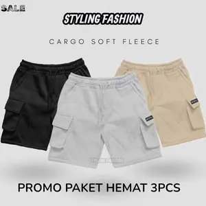 Celana Cargo Pendek Pria Soft Flece Trend 2026 / | Paket 3 Pcs Cargo Boardshort  90 Ribuan | Celana Premium Distro Termurah