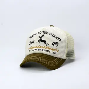 TOPI JARING TRUCKER HAT LIDAH PENDEK CREAM MIX OLIVE VISOR PENDEK DEER GRELYSITED