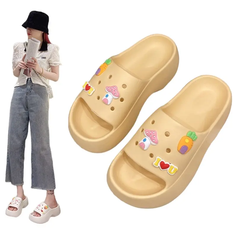 Sendal Baim Wanita Ringan Mainan Di sandal Bisa Di Pasang Sendiri Anti Slip PVC007 Pink Putih Hitam Perempuan Shoes 0