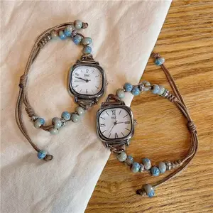 Free Box Jam Tangan Manik Serut Tali Jam Tangan Kotak Serut Tali A409 Elegan Wanita Watch Watches Jam Fairy Aesthetic