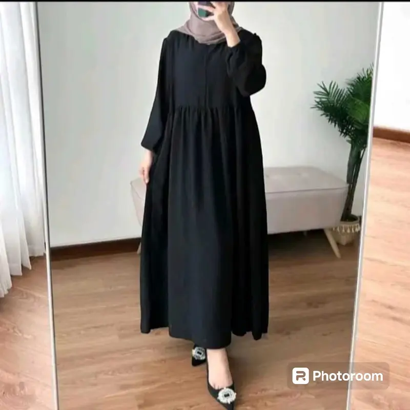 Midi Cringkel Airflow Long Tunik Wanita Muslim Dress Panjang - Busui 7