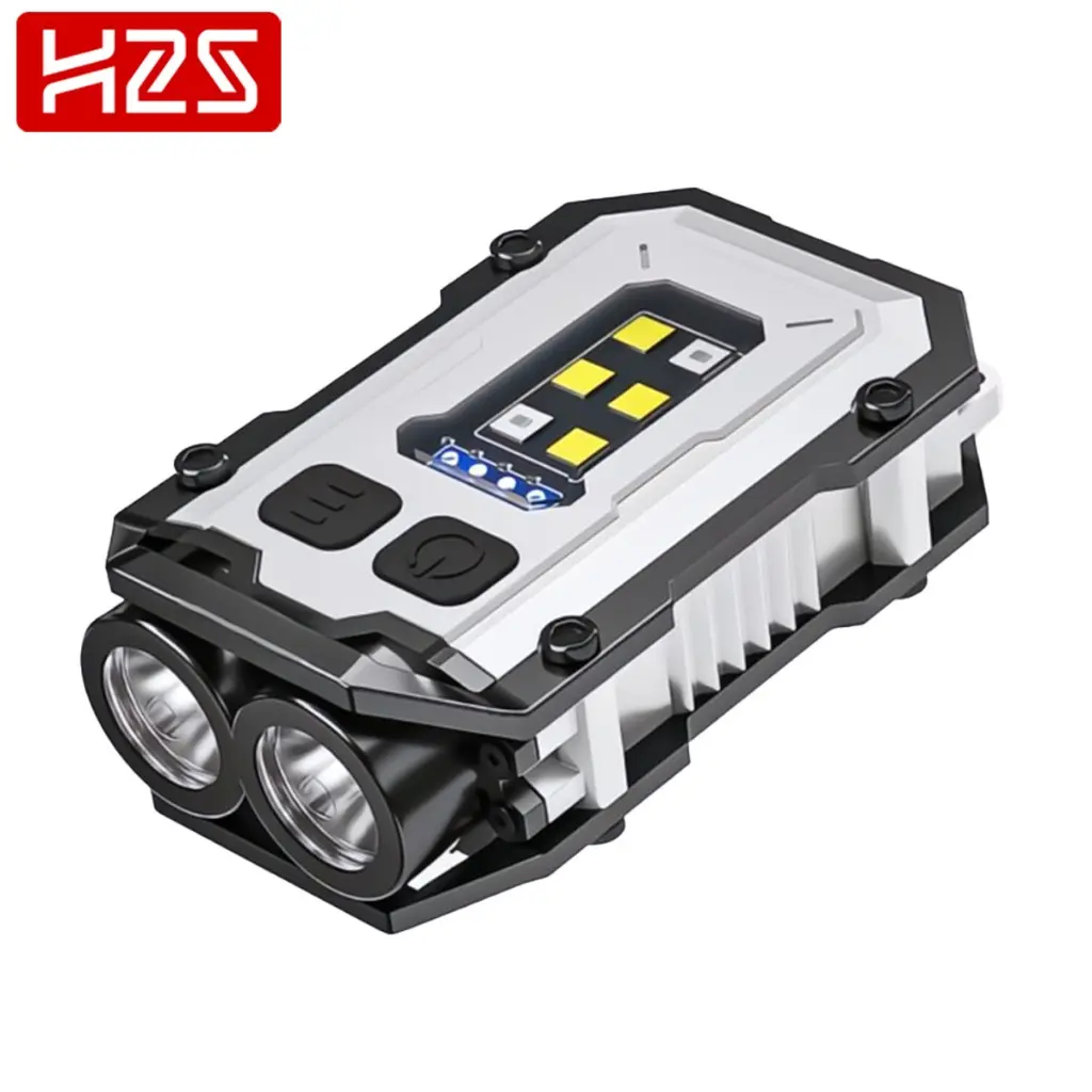 Senter Mini Keychain H2S Light Dual LED Multifungsi Magnet Klip Recharge 6 Mode