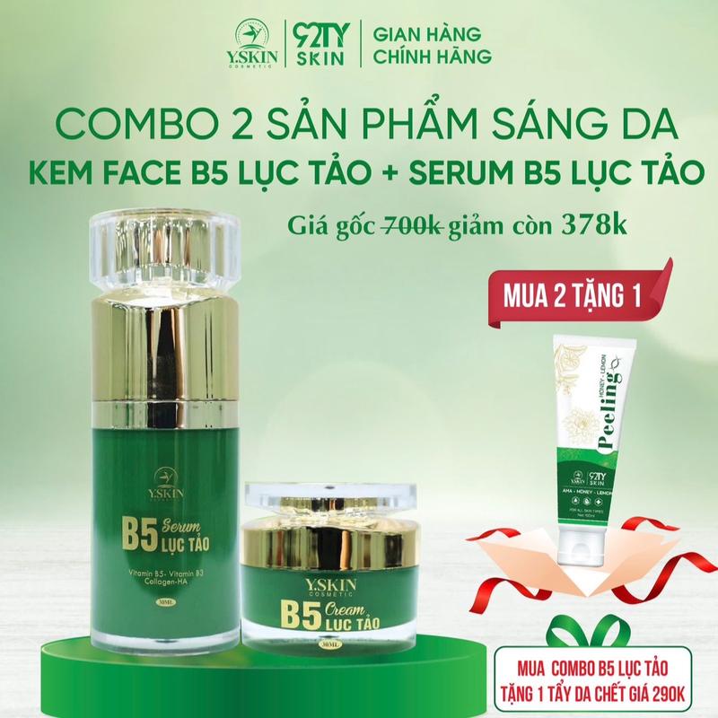 Bộ dưỡng da Yskin 2 sản phẩm Kem Face và seurm B5 lục tảo Serum Skincare  (Tặng son hoặc tẩy da chết hoặc kem mụn)