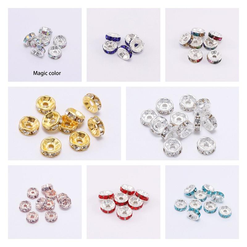 St.kunkka 50 cái hạt cườm tròn bằng thủy tinh pha lê 4–10 mm, hạt lót/giãn rời…