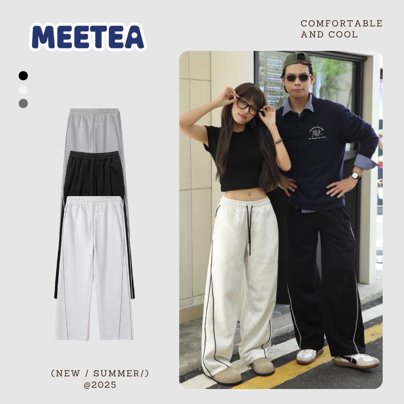 [ GIÁ MỞ BÁN ] Quần Dài Form Rộng Phủ Giày Dây Line Nỉ 2 da MEETEA  Nam Menswear Pants