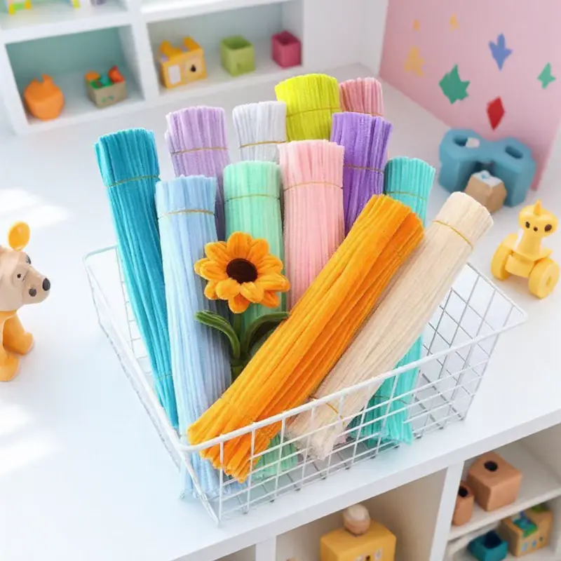 1 Pak (100 Pcs) Super Tebal Mercy Pipe Cleaner Craft Grade Kawat Bulu Buket Kerajinan Tangan D.MCG/100Pcs Kawat Bulu Mercy PREMIUM Gembul / Pipe Cleaner Gembul KBL7