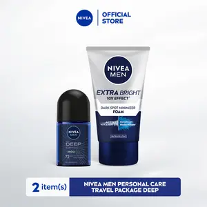 NIVEA MEN - FACE & DEO - NIVEA MEN Facial Foam Extra Bright Dark Spot Minimizer 100ml - Sabun cuci muka pria glowing facewash & NIVEA MEN Deodorant Roll On Deep 25ml - Deodoran pria wangi premium laki maskulin tahan lama