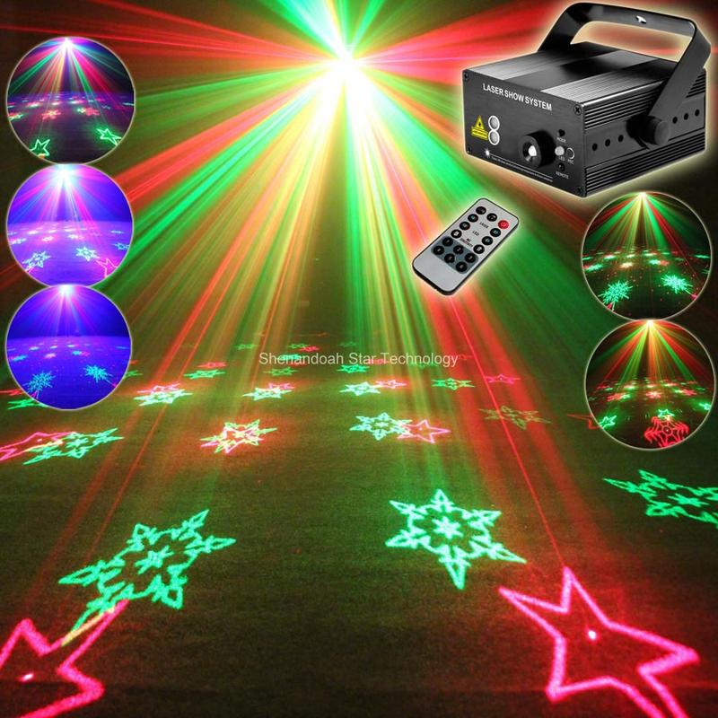 ESHINY Remote Mini Blue Led R&G Laser 6 snowflake Patterns Projector ...