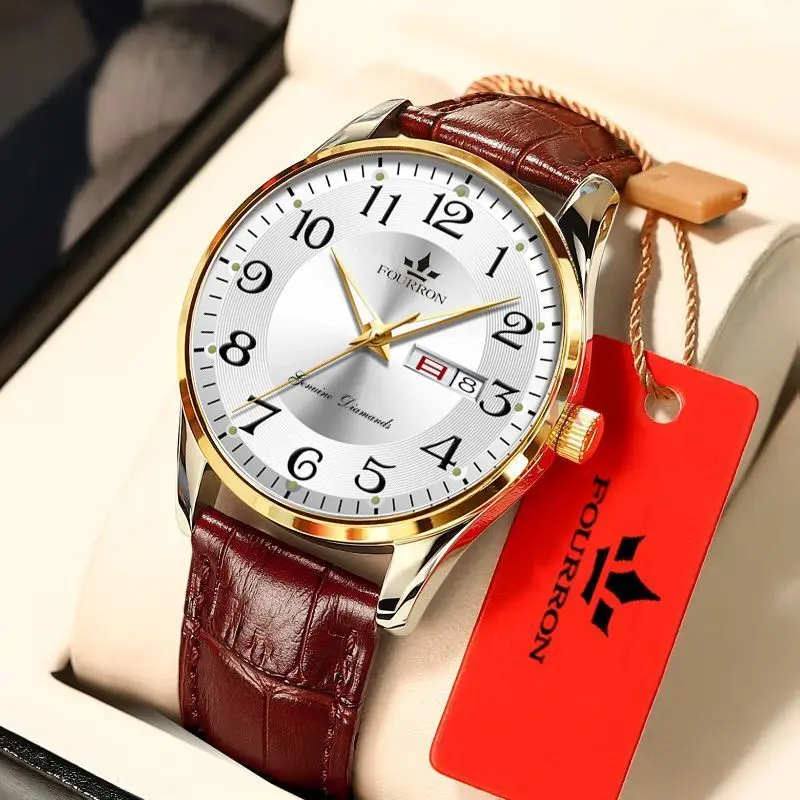 Swiss Original Genuine Goods Automatic Mechanical Watch Waterproof Watch Men's Luminous Watch Double Calendar Digital Leisure Watch