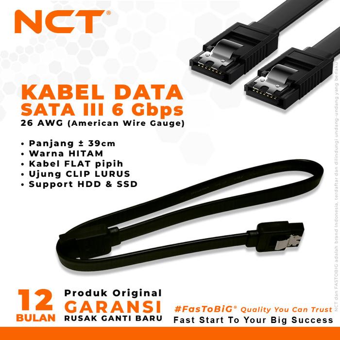 Gambar NCT Kabel Harddisk SATA 3 6 Gbps Hitam 39cm Flat dengan Klip Pengunci untuk SSD & HDD Garansi 12 Bulan - Black dari iTmallOnline Kota Semarang Tokopedia