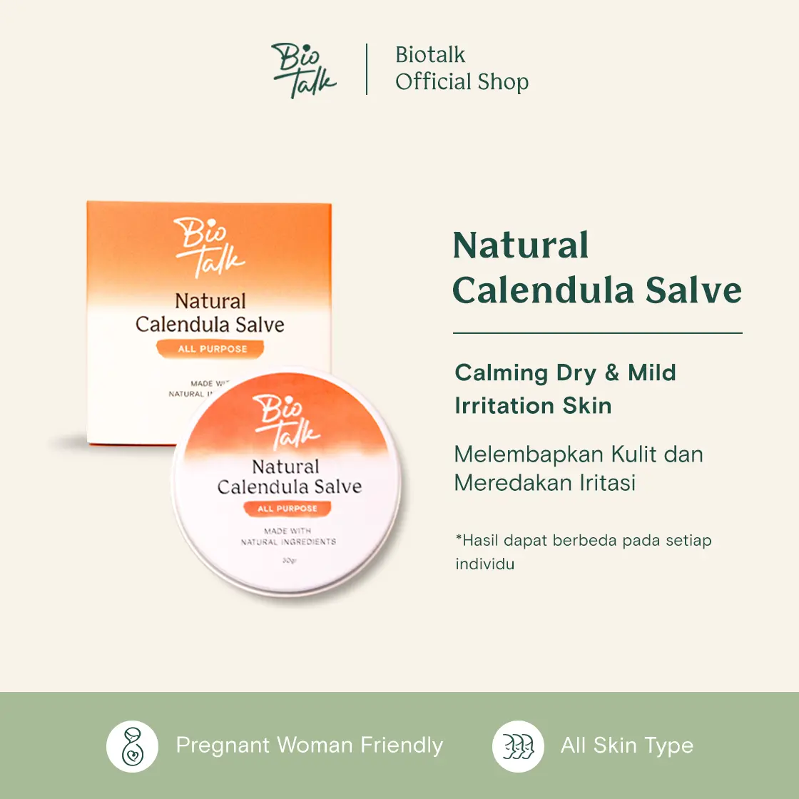 Biotalk Natural Calendula Salve | Salep untuk Membantu Menjaga Kulit Eksim Psoriasis Sensitif Gatal-Gatal