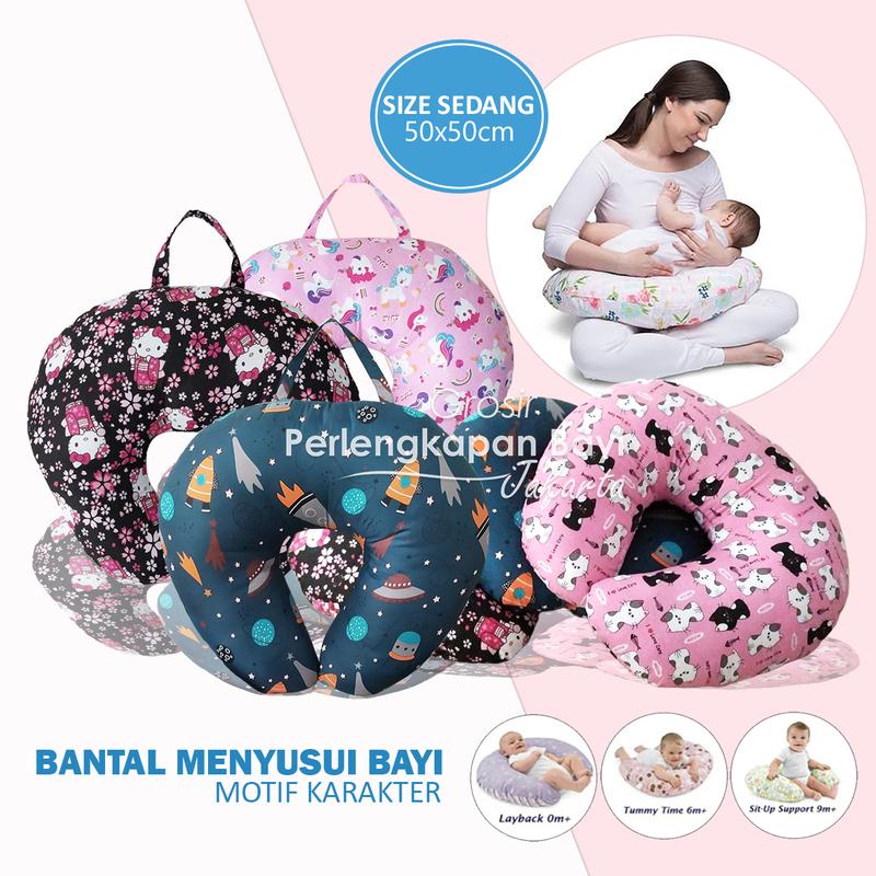 Bantal Ibu Menyusui & Tidur Bayi Empuk Tebal Motif Karakter Ukuran