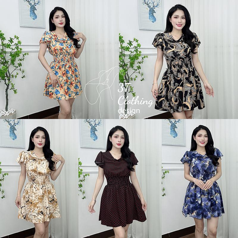  Set đồ bộ nữ thiết kế tay bèo phối nhún eo co giãn kèm quần vải lụa Tô Châu mềm mịn from bigsize 40 - 80kg mã B32 