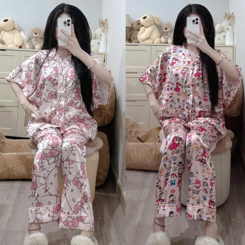 Set bộ nữ pijama tay cánh dơi nhiều họa tiết PLS426