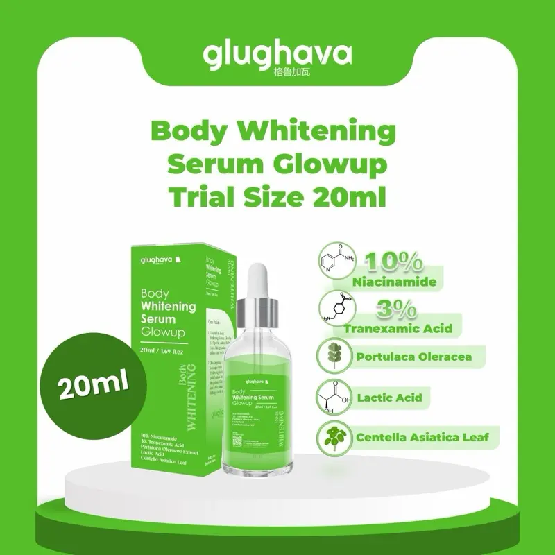 GLUGHAVA - ( 20 ML )- Whitening Serum GlowUp 10.10- 10% Niacinamide+ 3% Tranexamic Acid | Mencerahkan Menyamarkan Bekas Luka 0