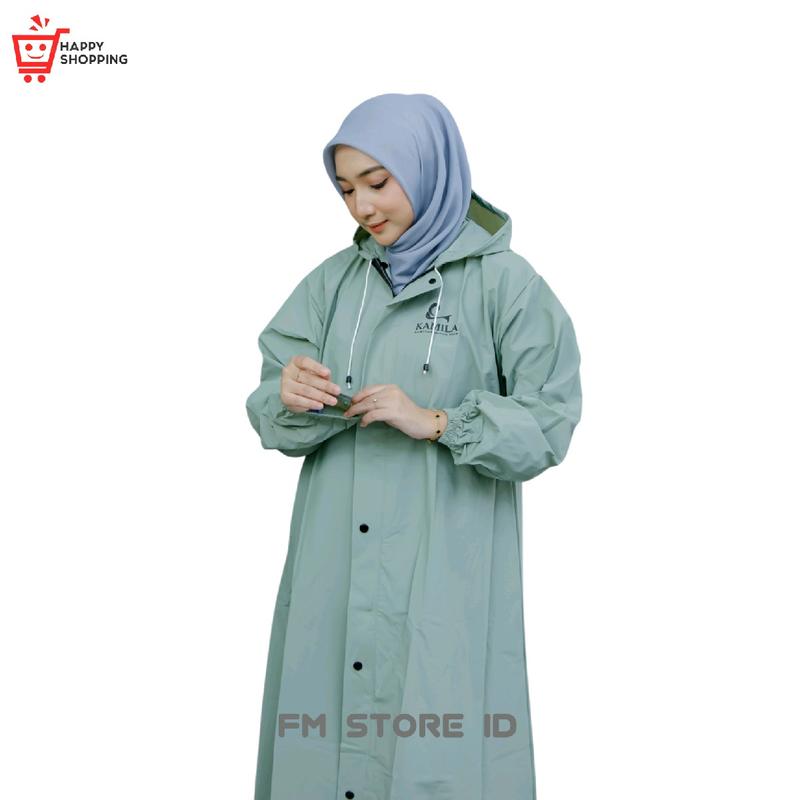 (KAMILA) jas hujan gamis muslimah bahan pvc 0,25 anti rembes best quality pink 1