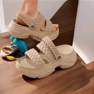 Sandal Wedges Anak Perempuan Jelly Kekinian Sendal Anak Cewek Kepang Tali Belakang Anti Slip Fashion Kaki Sepatu