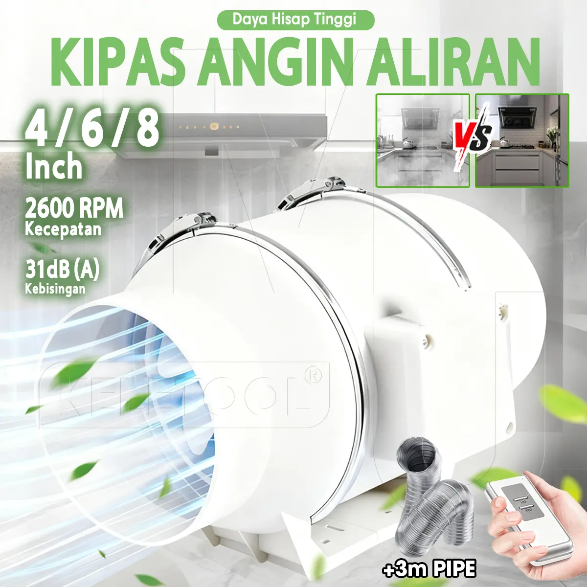 4 6 8 Inch Blower Exhaust Fan Kipas Ventilasi Multi Fungsi Duct Blower Kipas Cookerhood Dapur Penghisap Asap Industrial Penyedot Kipas Angin Hisap Udara Kipas Saluran Inline Hidroponik Aliran Campuran Ekstraktor Kipas Penguat Booster Fan Udara Rumah