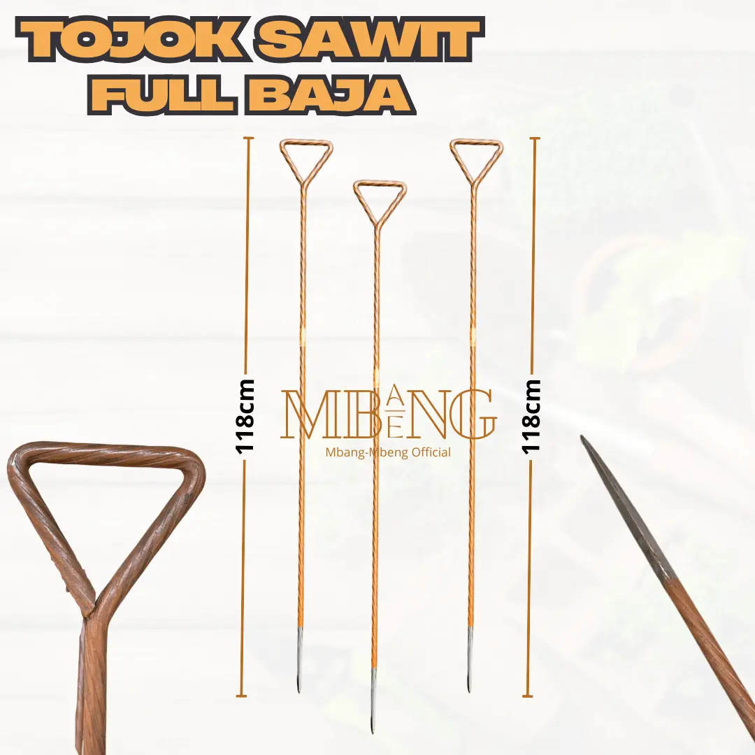 Mbang-Mbeng Tojok Sawit Full Baja 118cm / Tombak Penusuk Buah Sawit Pemanen Kelapa Sawit Kuat Anti Bengkok