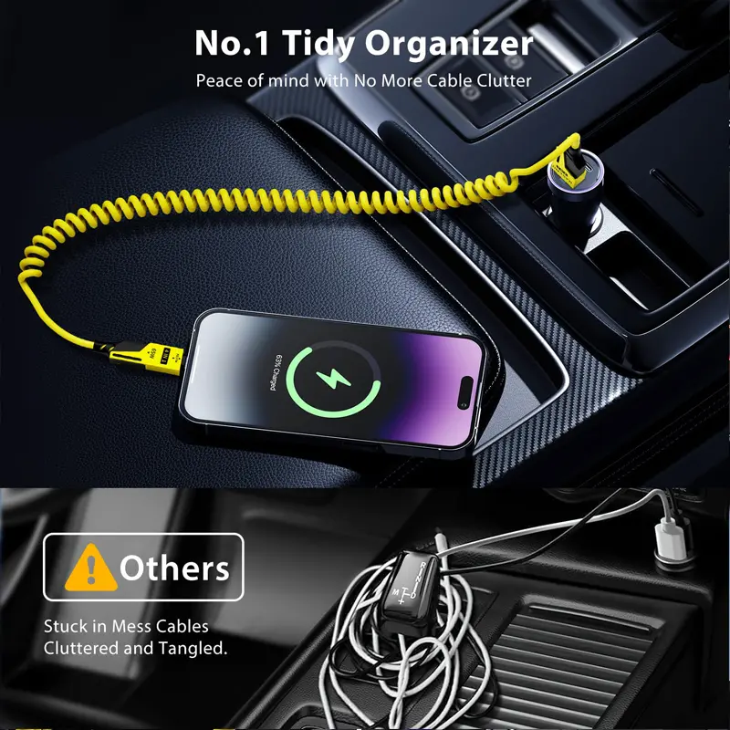 Cáp sạc nhanh USB-C sang Lightning / Type-C, 4 trong 1, Sạc nhanh 65W, Tương thích với Car Play và Android Auto, Thiết kế nhỏ gọn, Sạc nhiều thiết bị, Thích hợp cho iPhone, iPad, Samsung và nhiều thiết bị khác 1