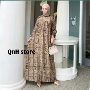 Gamis etnik Terbaru motif songket kain rayon premium tebal busui frendly resleting depan