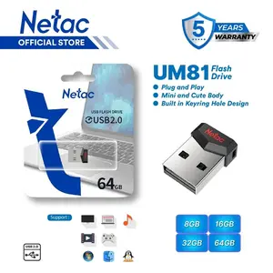 Netac Flashdisk UM81 USB 2.0 Flash Drive 8GB/16GB/32GB/64GB Ultra compact Flash Disk Support for Computer Smart TV