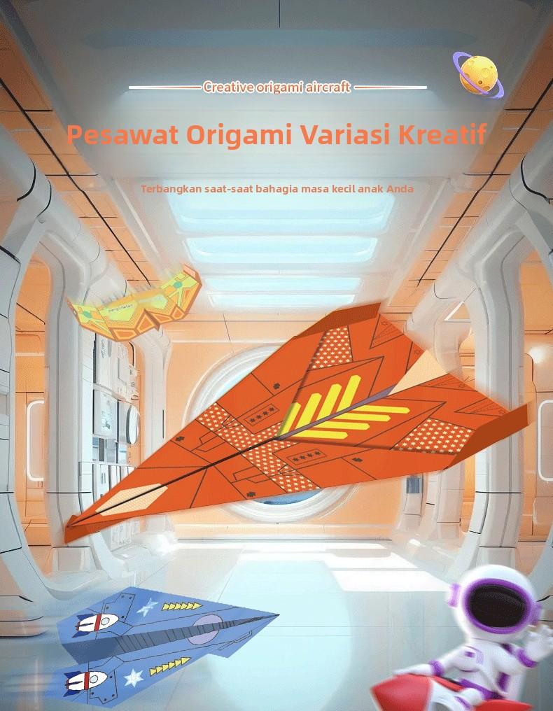 Mainan Pesawat Kertas Paper Jedet,Buku origami pesawat kertas untuk anak-anak，Mainan origami edukatif untuk anak-anak，- 32 halaman, 16 jenis Permainan Belajar Karton，Kertas ramah lingkungan | Kekinian