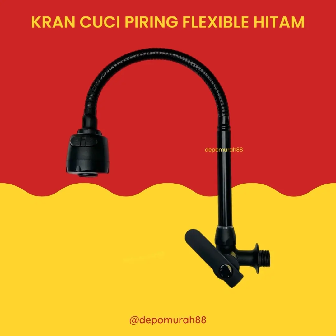 Kran Angsa Cuci Piring Hitam Keran Dapur Flexible 2 Mode Pancuran Air Jantung Kran Kuningan
