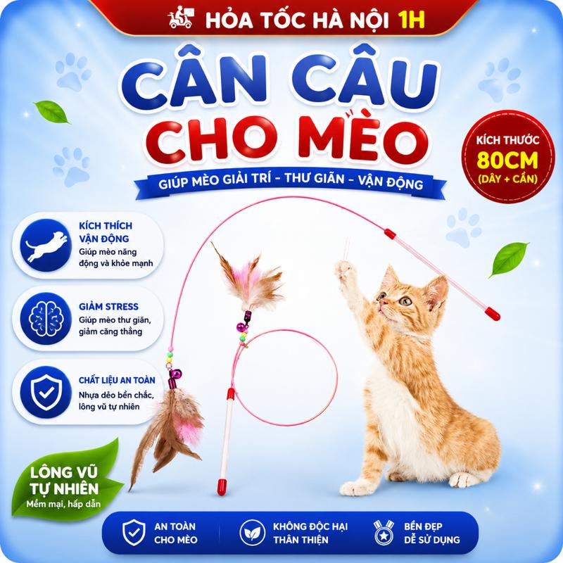 Cần câu mèo đồ chơi cho mèo đồ chơi tương tác với thú cưng - Huna
