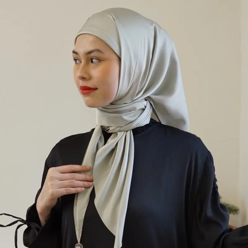 Tri Shawl Sage in Matte Satin