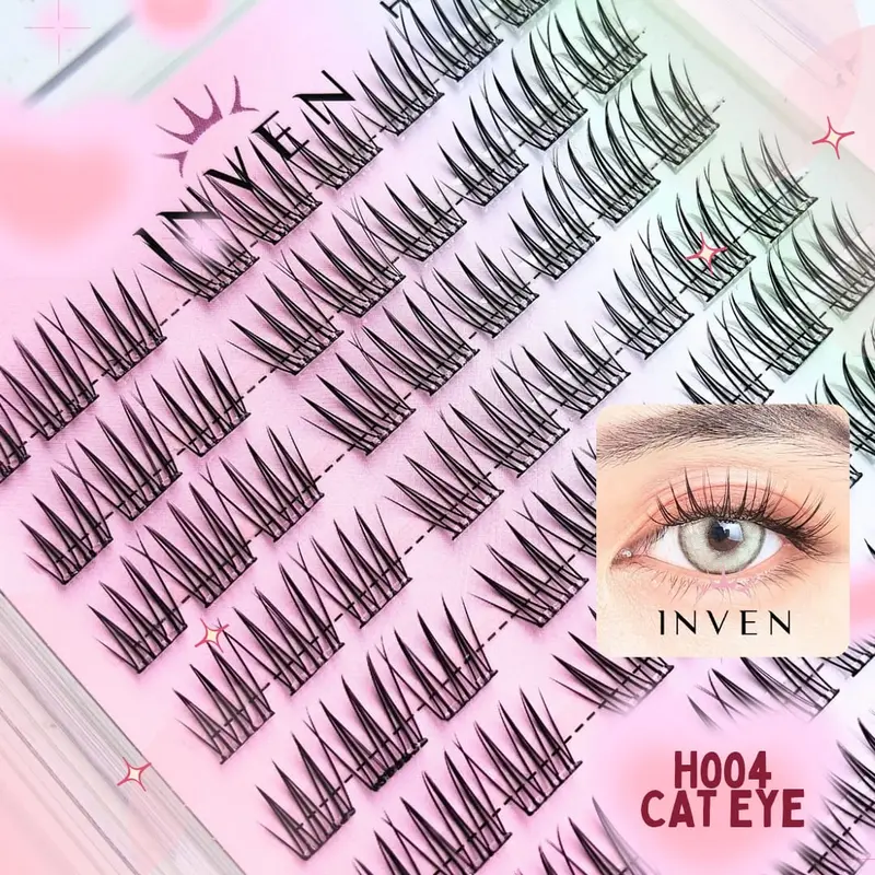 [ BIG SIZE TANPA LEM ] H004 Bulu Mata Palsu LANGSUNG TEMPEL INVEN Premium Eyelash CAT EYE kode : H004 FREE PINSET / Tweezer hasil natural bulumata extensions bulu mata 3