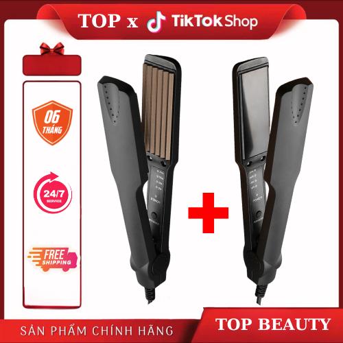 (HỨA NGÂN xTOPBEAUTY) COMBO DẬP XÙ +MÁY LÀ TÓC HOẶC MÁY UỐN ,DUỖI 2IN1 .bảo hành 6 tháng.TOPBEAUTY