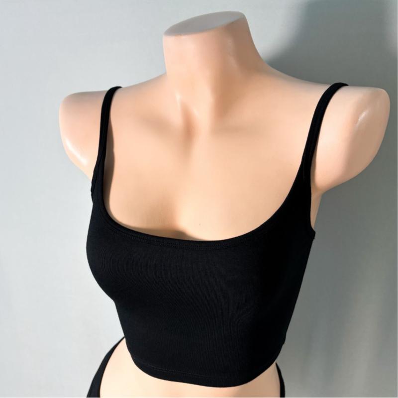  Áo croptop 2 dây nữ cổ vuông chất vải thun trơn mềm mại mát mẻ ôm body siêu tôn dáng M15 