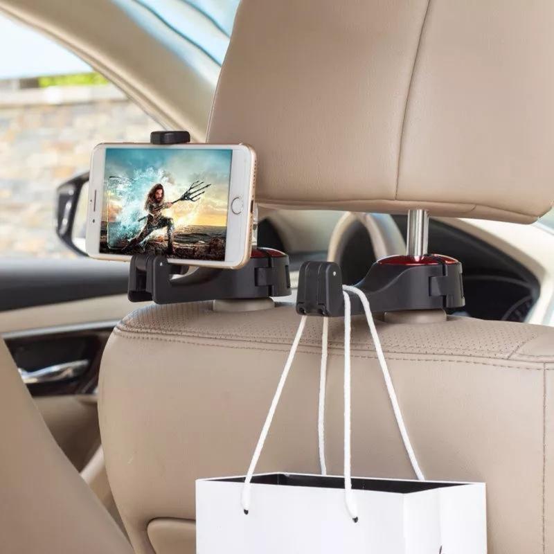 Product Introduction of 2 in 1 Car Headrest Hook Phone Car Holder Car Hanger Portable Seat Back Hanger Storage Hook Phone Holder Auto Fastener Clip 22