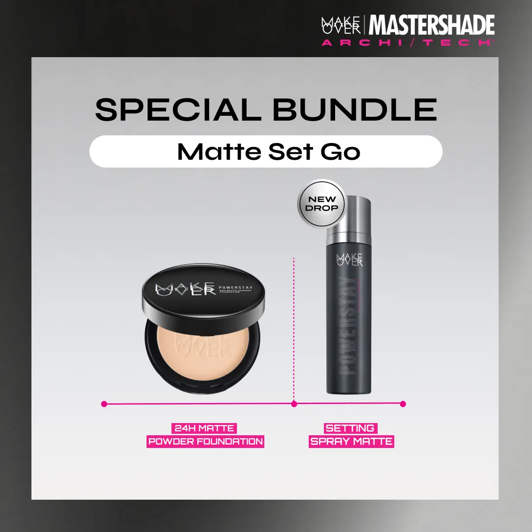 MAKE OVER Matte Set Go: Powerstay Velvet Matte Setting Spray + Powerstay 24H Matte Powder Foundation