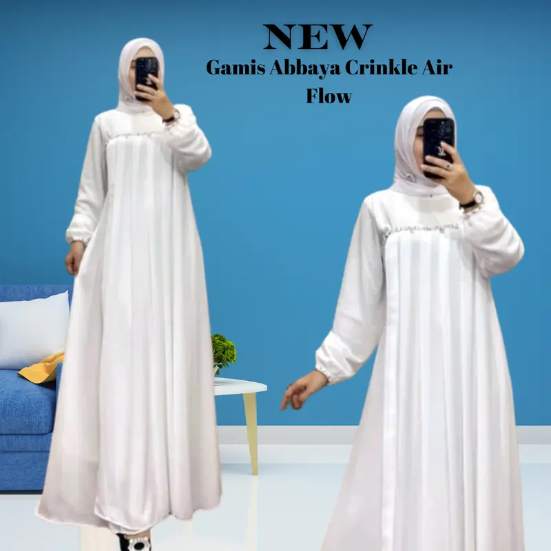 Gamis Payet Mutiara Crinkle Airflow Lebaran 2025 7