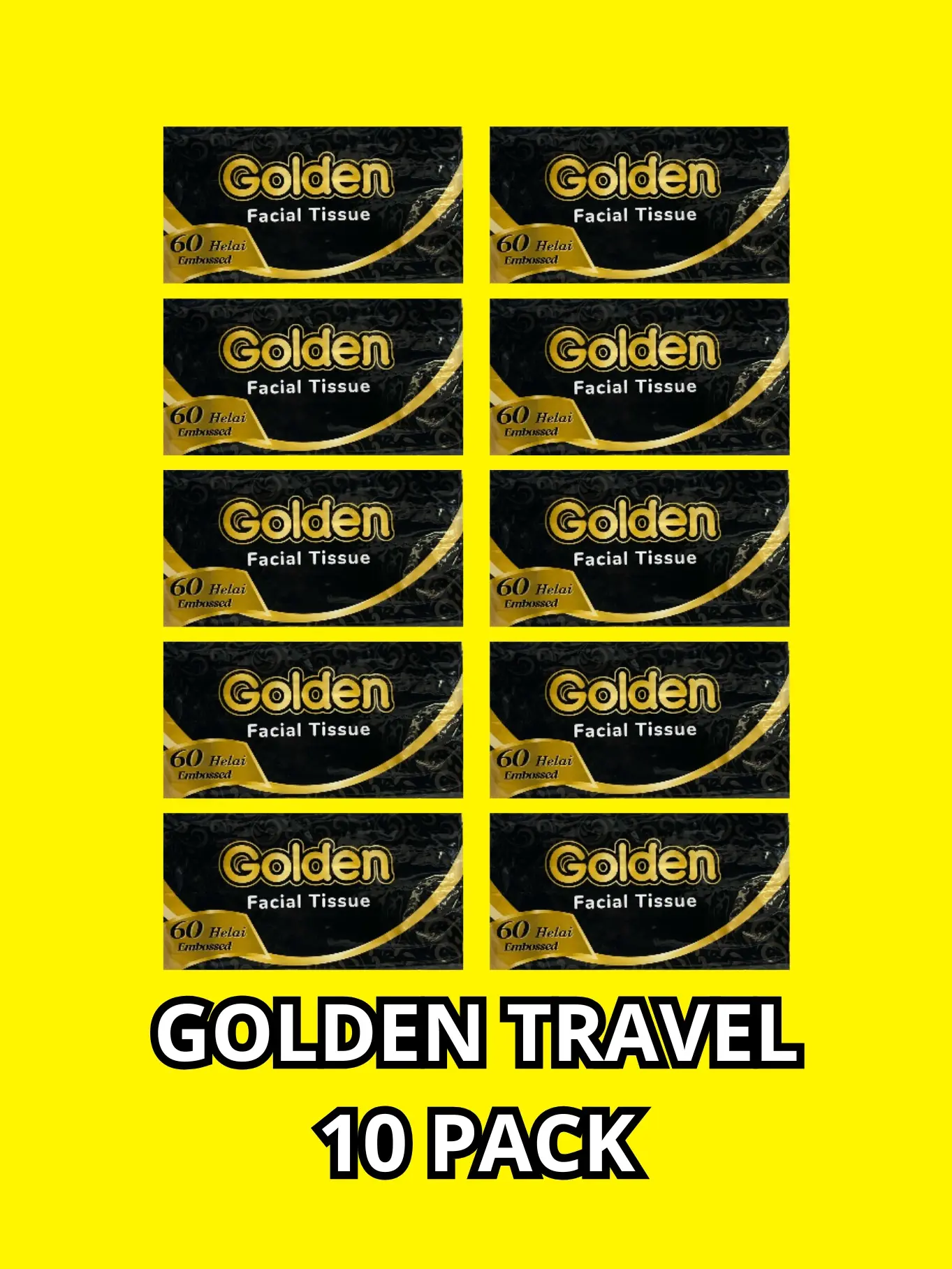 Golden Kecil Travelpack 60 Sheets Paket 10 Pcs Tisu Travel Serbaguna Halus & Lembut