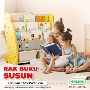 MOLION SNI  Book Organizer Rak Tempat Penyimpanan Buku Anak Buku Belajar Komik Majalah Rak Buku Anak 3 Susun Kuda Kudaan Prosotan LX 001-M1507