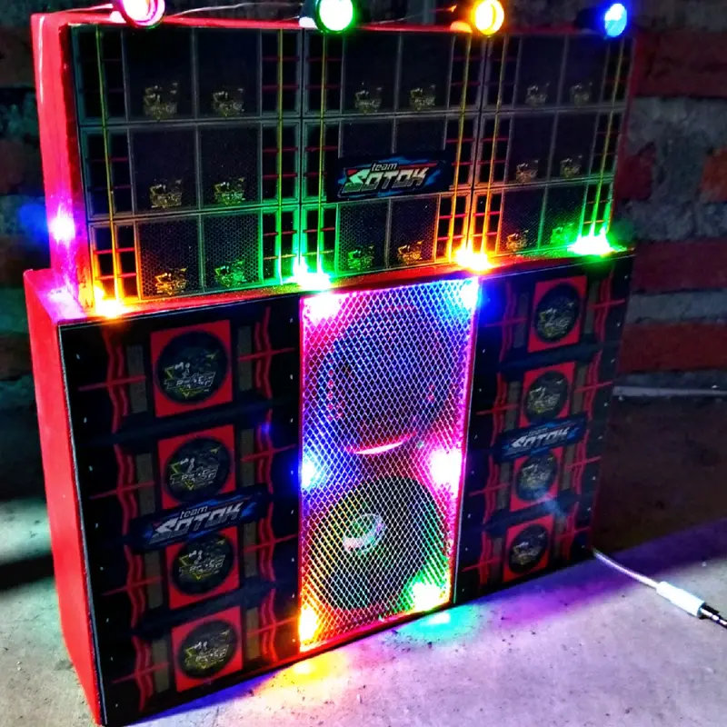 SOUND SYSTEM MINIATUR FULL LAMPU SIAP BUNYI PRODUKSI SENDIRI WARNA MERAH Baterai 0