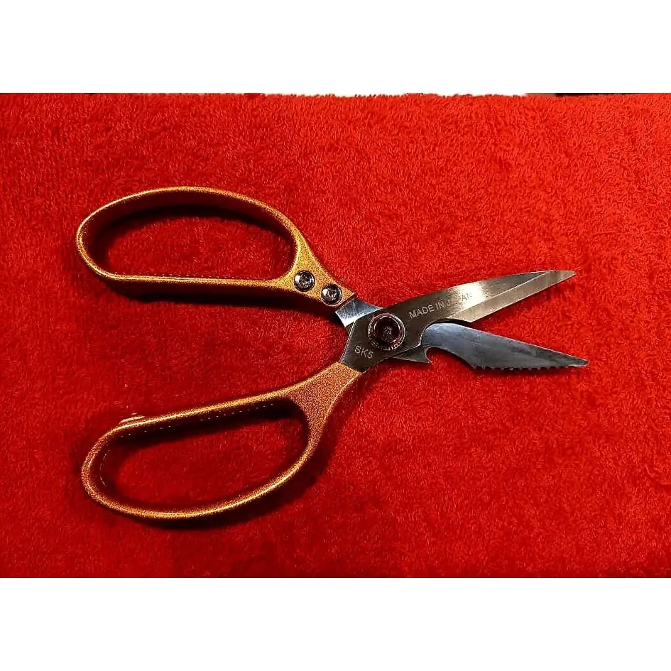 Japanese SK-5 Carbon Tool Steel Kitchen Bone Cutter Scissor - Gold