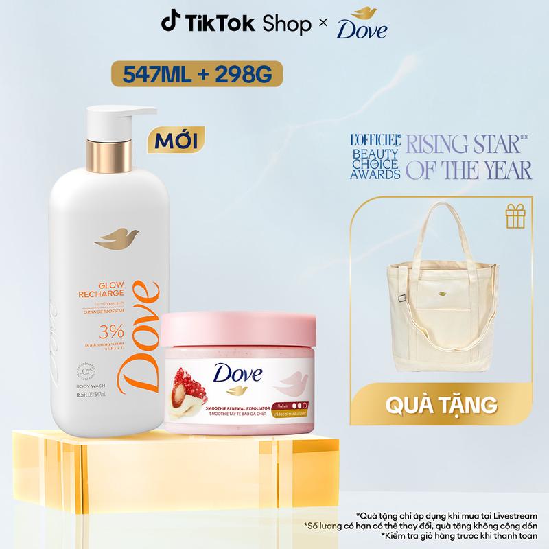  Combo Sữa tắm Dove Serum Dưỡng da chuyên sâu 547ml + Tẩy Da Chết Dưỡng Ẩm Dove Hương Lựu Đỏ 298g  1  