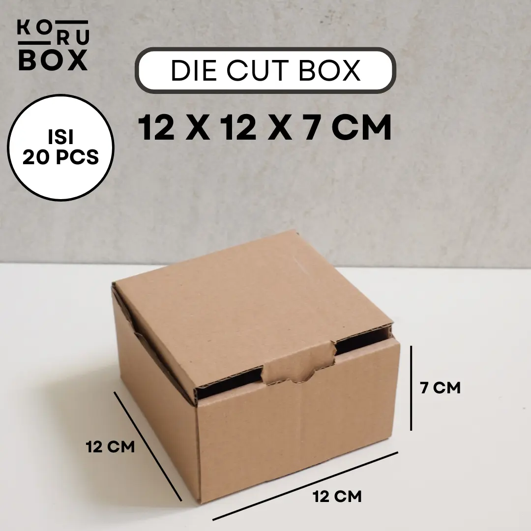 [ISI 20] KORU BOX Kardus Die Cut Mailer 12 x 12 x 7 cm Tanpa Sablon - Bahan B Flute Cokelat