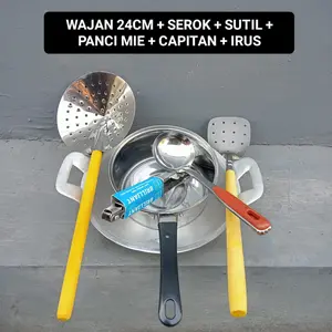 [PAKET PERALATAN MASAK] WAJAN 24CM + SEROK + SUTIL + PANCI MIE + CAPITAN + IRUS