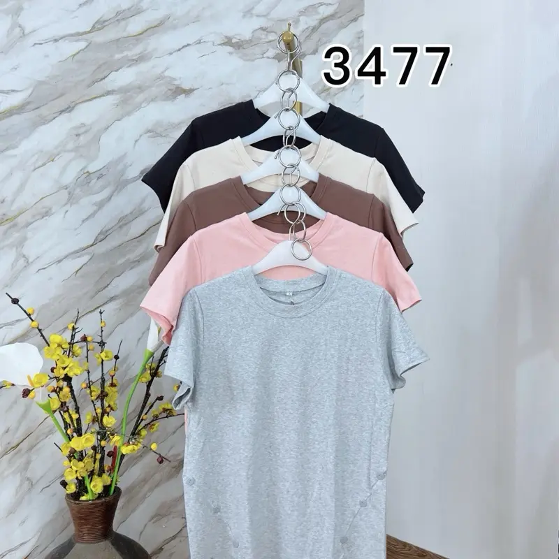 Atasan wanita 3477 lengan pendek motif kancing