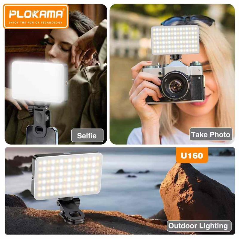 Plokama U160 Selfie Light Portable Jepit Clip Mini Led Video Light Lampu Fotografi Kotak Lampu Jepit Make Up artis Handphone Hp Komputer Laptop Lampu Konten MUA LED Square Light D25 6