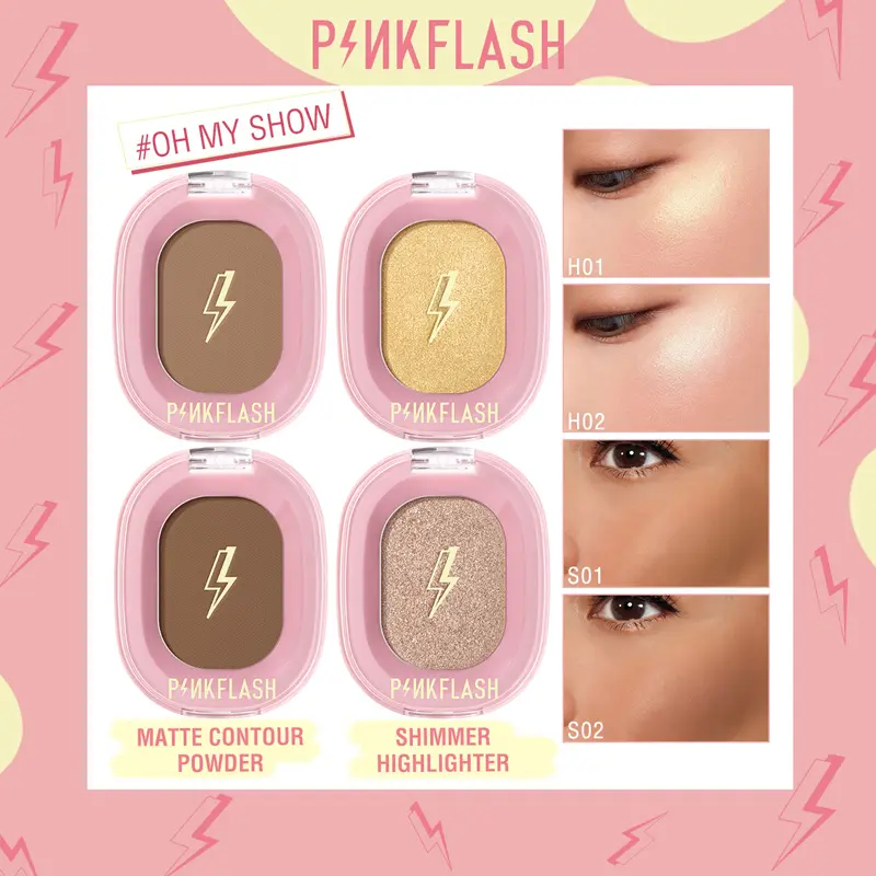PINKFLASH #OhMyShow Soft Smooth Highlight Naturally Pigmented Contouring powder retouch face pressed powder
