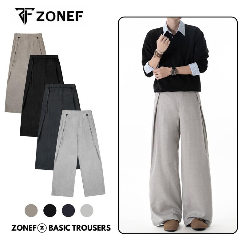   Deal Mở Bán  Quần Âu Ống Rộng Xếp Ly Có Sidetab Tuỳ Chỉnh Linh Hoạt by Zonef Quần Âu Chất Liệu Xước Hàn Unisex Nam Nữ Phong Cách Hàn Quốc Hiện Đại 